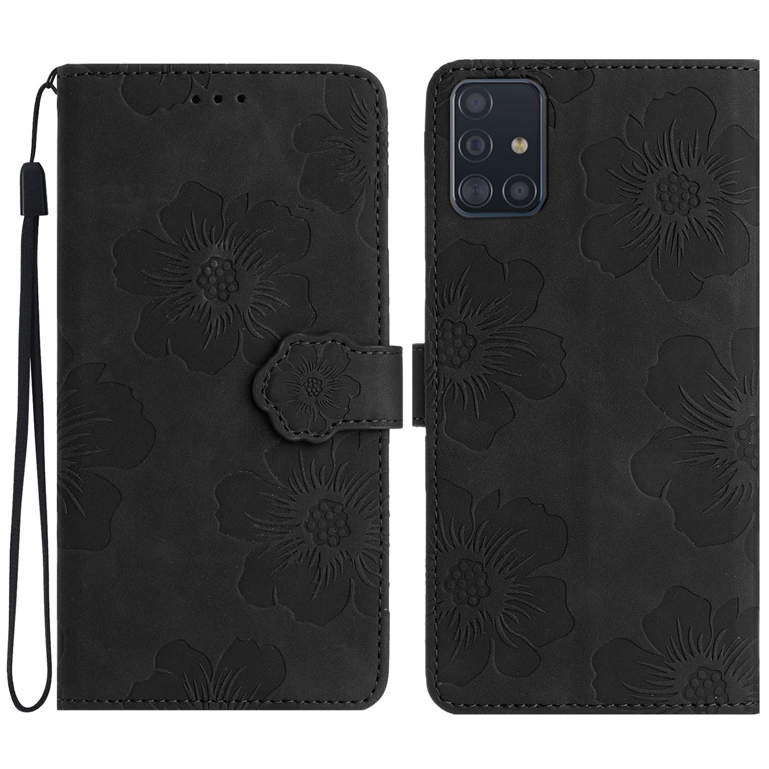 For Samsung Galaxy A71 4G SM-A715 Flowers Imprinted Phone Cover Leather Case with Stand Wallet For Samsung Galaxy A71 4G SM-A715 Flowers Imprinted Phone Cover Leather Case with Stand Wallet